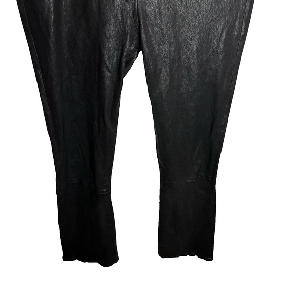 J Brand Lambskin Real Leather Pants Womens 28 Black Flare Bootcut Buttery Club - Picture 4 of 13